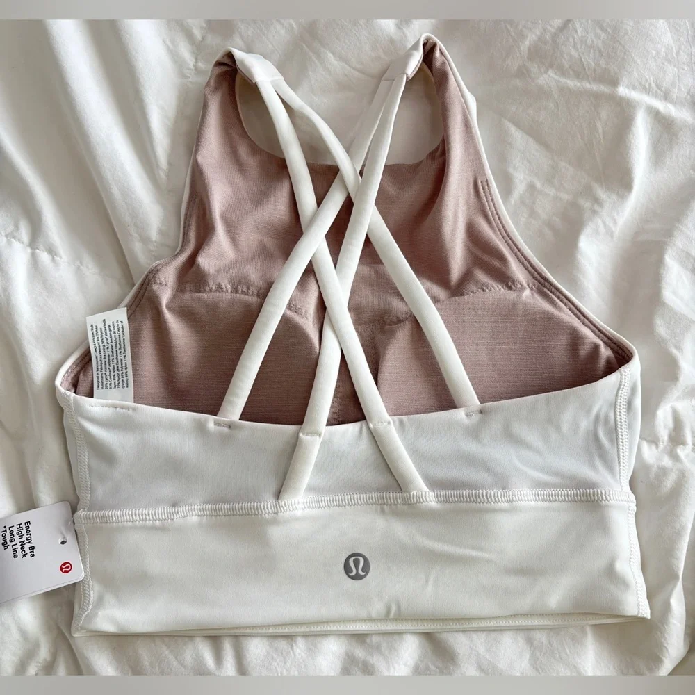 NWT • Lululemon • High-Neck Longline Bra Medium Support • B-D Cups• Size 4 White - Picture 4 of 5